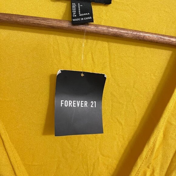 Forever 21 Women's NWT Mustard Peasant Sleeve Tie Front Y2K 90s Blouse Small - Picture 3 of 7